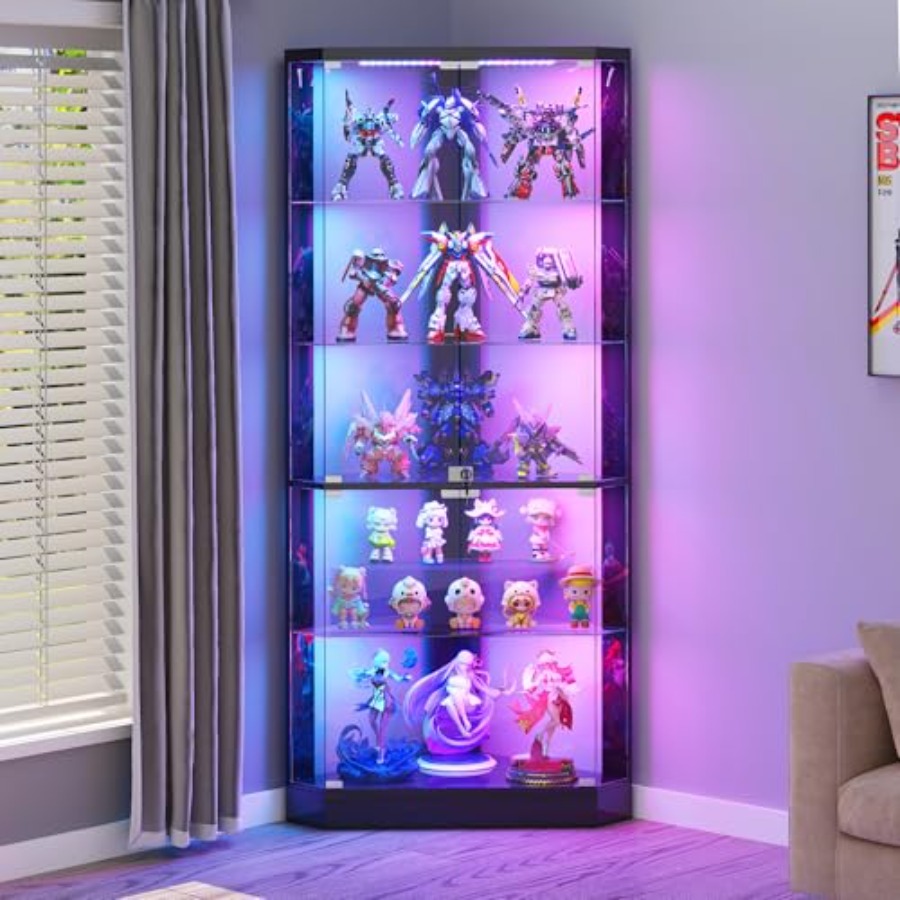 Display Case Acrylic - Hoekdisplaykast met RGB-verlichting en bewegingssensor voor